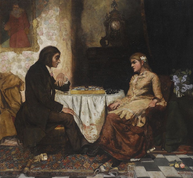 Para grająca w warcaby