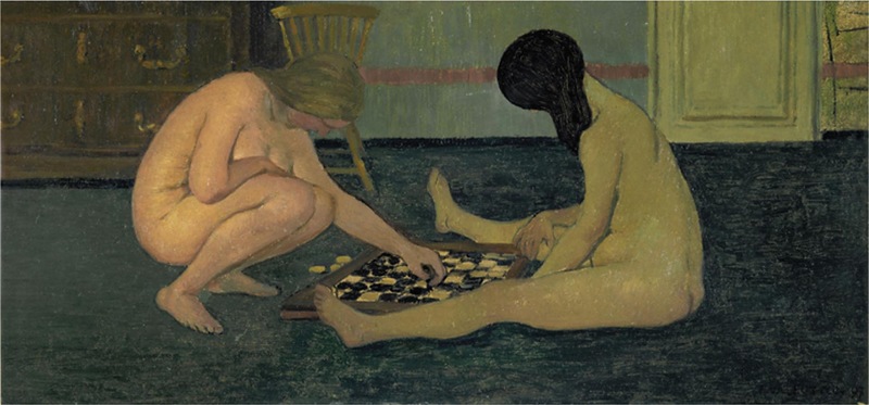 Naked Women Playing Checkers