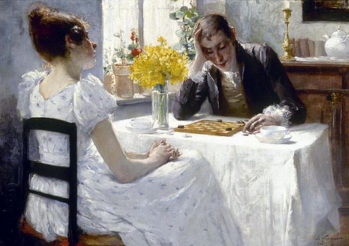 A Young Couple Playing Draughts