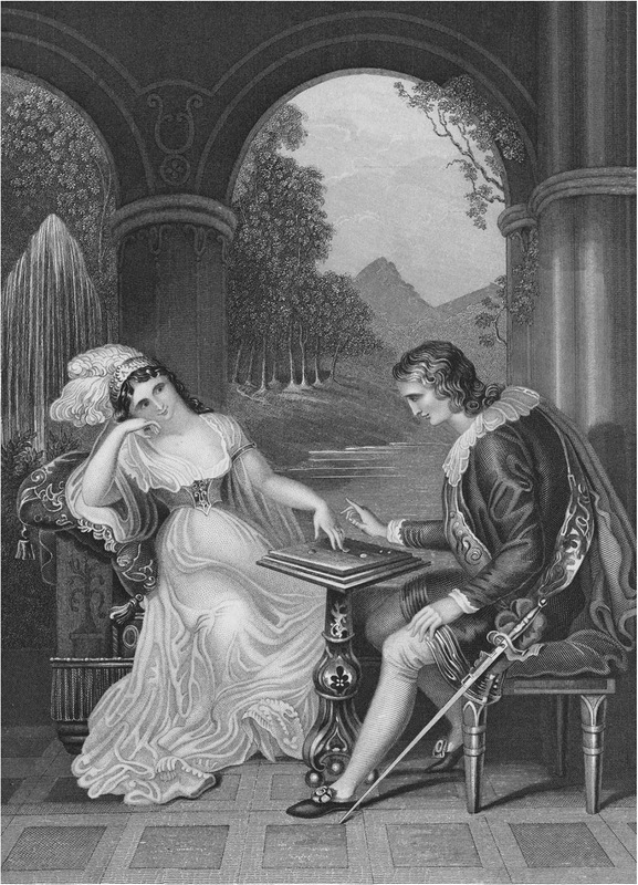 Man and Woman Concentrating on Game of Draughts.