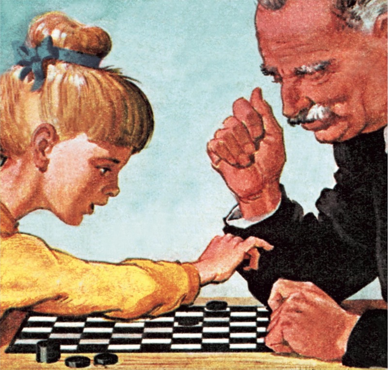 Playing Draughts. (English School)