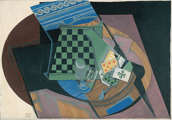 Checkerboard with playing cards